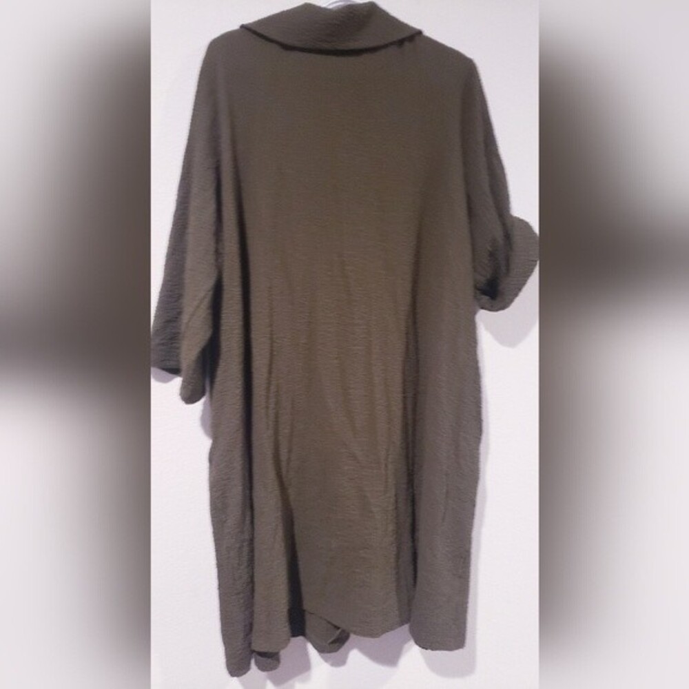Nina Leonard Button Down 3/4 Sleeve Midi Shirt Dress Olive Green Size 1X - Picture 8 of 8